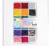 Glorex 6 1630 220 - Set di Perline in plastica con Diverse Forme e Lettere, Circa 1200 Perline Colorate per la creazione di Gioielli, da infilare per Braccialetti e collane