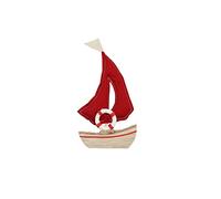 Glorex 6 1860 123 - Barca a Vela in Legno Rosso/Beige, Circa 9,5 x 2 x 18 cm, Adatta Come Decorazione e Regalo Marittimo