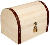 Glorex 6 2003 350-Scrigno con Serratura in Legno di Pino, Grande Circa 27 x 18 x 20 cm, Miscela FSC, Scrigno Naturale per dipingere, incollare e Decorare, Wood-Coloured