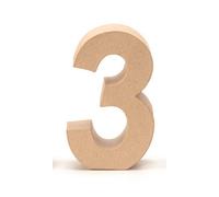 GLOREX 6 2029 133 - Papp - Numero 3 in cartone marrone, dimensioni circa 17,5 x 5,5 cm, da dipingere e incollare, per tovaglioli e decorazioni decorative, ideale come decorazione