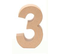 GLOREX 6 2029 133 - Papp - Numero 3 in cartone marrone, dimensioni circa 17,5 x 5,5 cm, da dipingere e incollare, per tovaglioli e decorazioni decorative, ideale come decorazione