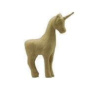 Glorex 6 2030 069-Statuetta di unicorno in cartapesta marrone, circa 16 x 6 x 21 cm, da decorare con carta Décopatch, con pietre preziose o da dipingere, Cardboard, 16x6x21cm