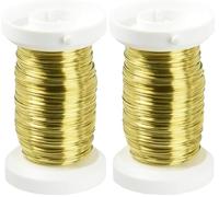 GLOREX 6 2220 089 - Filo d'ottone, 0,4 mm x 40 m su Rocchetto di plastica, Facilmente piegabile, per Bouquet, composizioni Floreali e Altri lavori di floricoltura (Confezione da 2)