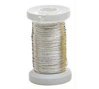 GLOREX 6 2220 108 - Filo d'Argento con Anima in Rame Argentato, 0,25 mm x 40 m Avvolto su Un Rocchetto di plastica, per l'artigianato o per creazioni Floreali Come Filo di Legatura
