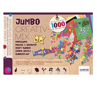 GLOREX 6 2245 030 - Miscela creativa di gommapiuma Jumbo con fogli di gommapiuma, lettere e numeri, pezzi fustellati, colla artigianale, ecc. per l'artigianato creativo