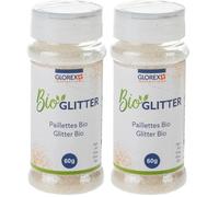 Glorex 6 2820 400-Glitter Organico fine, 60 g nel Colore Bianco, Glitter Composto, Decorare Biglietti d'auguri, Artigianato e Molto Altro, Cellulose, White (Confezione da 2)