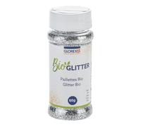 Glorex 6 2820 401 - Glitter organico fine, 60 g nel colore argento, glitter composto da cellulosa, per decorare biglietti d'auguri, artigianato e molto altro.