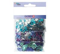 Glorex 6 3800 786 - Mix di paillette, decorazioni per compleanno, 30 g, blu/turchese