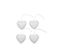 Glorex 6 6020 101 - Cuori in Metallo Bianco, 4 Pezzi con Sospensione, Circa 6 x 6 x 1,5 cm, Adatti Come Decorazione da Appendere o da Parete