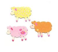 Glorex 6 7105 412 - Statuetta Decorativa a Forma di Pecora in Legno, 10,5 x 8,5 x 1 cm, Multicolore