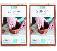 GLOREX 6 8075 237 - Terracotta Morbida 1000 g, Argilla Naturale, particolarmente Morbida ed Elastica, indurente all'Aria e Adatta ai forni, Molto Adatta ai Bambini (Confezione da 2)
