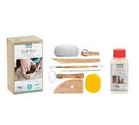 GLOREX 6 8075 299K - Set per creativi: argilla morbida da 2500 g in bianco, 100 ml di sigillante per argilla e un set di 8 pezzi con strumenti per modellare