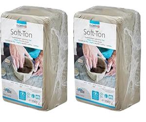 Glorex 6 8075 301-Argilla Bianca 2500 g, Naturale, particolarmente Morbida ed Elastica, indurente all'Aria forni, Molto Adatta ai Bambini, Clay, White, unità (Confezione da 2)