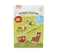 Glorex 701-Adesivi Diamanti, Motivo: Animali, Set per dipingere con Le Pietre Glitterate, per Bambini dai 6 Anni in su, Multicolore, 6 Sticker, 6 1242 701