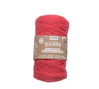 Glorex 5 1005 01-Bande macramè, Filato Morbidissimo in 60% cotone/40% Viscosa, per Uncinetto, Maglia, annodatura e Design Tessile, 250 g, ca. 125 m, Rosso, Cotton, Red, unità