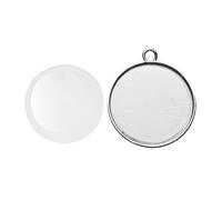 Glorex Ciondolo Rotondo Argento Colori Ø32 mm, Metallo, Argento, 12 x 8.6 x 0.5 cm