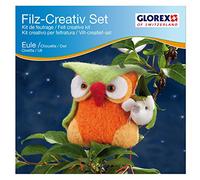 Glorex- Eule 915-Set di Gufi creativi, Set Lana di Feltro secca, la Figura finita Misura Circa 11 x 13 cm, Colore Green-Orange, Unknown, 6 2905 915