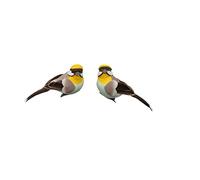 Glorex- figurka 070-Uccelli Decorativi, 2 Pezzi in Giallo, Grigio e Nero, Circa 9,5 x 3,5 cm, da Decorare e Regalare, Colore Yellow, Taglia Unica, 6 7101 070