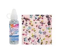 Glorex Glitter Glue Bottiglia 53 ML Confetti, Glitter, Butterfly, Multicolore, 2,5 x 2,5 x 10,8 cm
