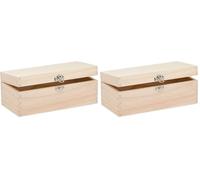 Glorex GmbH 6 1682 002 - Scatola in Legno di Pino, Rettangolare, con Chiusura, Grande Circa 23 x 11 9 cm, FSC Mix, per verniciare, incollare o Decorare Il Ferro da Bollo (Confezione da 2)