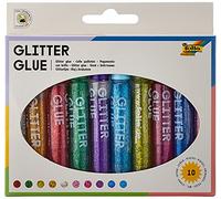 Glorex Max Bringmann Folia 574 - Colla Glitter, 10 Penne con 9.5ml Contenuto I, 10 Colori Assortiti