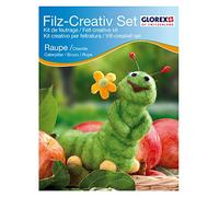 Glorex- Raupe 914-Set Creativo Lavorazione del Bruco, Set Lana di Feltro secca, Figura finita Grande Circa 10 x 12 cm, Colore Green, Unknown, 6 2905 914