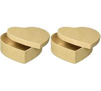 Glorex Scatola a Forma di Cuore, in Cartone, Naturale, 12 x 12 x 3,8 cm (Confezione da 2)
