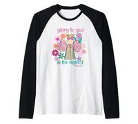 Gloria a Dio nel più Alto Angelo Luca 2:14 Christian Maglia con Maniche Raglan