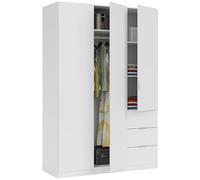 GLORIA Armoire de chambre style contemporain mélaminée blanc - L 135 cm