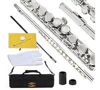 Glory Closed Hole C Flute With Case, Tuning Rod and Cloth, Gloves, Nickel Siver