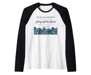 Gloria Come Le acque Coprono Il Mare Habakkuk 2 14 Onde del Mare Maglia con Maniche Raglan