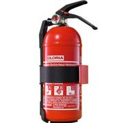 GLORIA - Estintore a polvere per auto da 1 kg, PDE 1 GA, con manometro, con supporto per auto, per le classi antincendio A, B, C, con certificato di prova