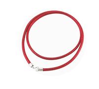 Gloria Qin nero seta collana cordoncino di cuoio intrecciato corda catena placcata argento 925 chiusura corda 40,64 cm 3.0 mm Red