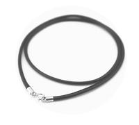 Gloria Qin nero seta collana cordoncino di cuoio intrecciato corda catena placcata argento 925 chiusura corda 40,64 cm 1.0 mm