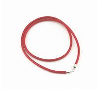 Gloria Qin nero seta collana cordoncino di cuoio intrecciato corda catena placcata argento 925 chiusura corda 46 cm 3.0 mm Red