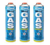 Gloria Universal Gas Cartridge 600 ml Pack of 3 | for Thermal Flame | Camping | Weed Burner | Gas Burner | Flame Device