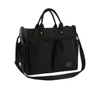 GloriaNguyen Borsa da donna in tela con cerniera, borsa a tracolla con tasche, borsa hobo bag da spiaggia, borsa multifunzione per scuola, lavoro, viaggi, uso quotidiano (nero) (BC-1), Nero , Medium