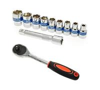 Gloriashoponline CHIAVE A CRICCHETTO REVERSIBILE 1/2" KIT 9 BUSSOLE ESAGONALI BUSSOLA DA 8 24 MM