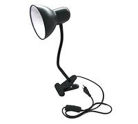 Gloriashoponline LAMPADA DA SCRIVANIA BRACCIO FLESSIBILE LUMETTO CON PINZA E27 LUME NERO