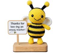 Glorihoby Teacher Appreciation Gift Crochet Bee, Cute Handmade Crochet Bee, Hand Weave Bees Toy Decor with Inspiring Card, Mini Cute Encourage Bees Gift for Teacher Day,Graduation (D)