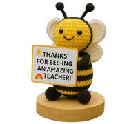 Glorihoby Teacher Appreciation Gift Crochet Bee, Cute Handmade Crochet Bee, Hand Weave Bees Toy Decor with Inspiring Card, Mini Cute Encourage Bees Gift for Teacher Day,Graduation (H)