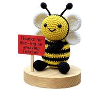 Glorihoby Teacher Appreciation Gift Crochet Bee, Cute Handmade Crochet Bee, Hand Weave Bees Toy Decor with Inspiring Card, Mini Cute Encourage Bees Gift for Teacher Day,Graduation (B)