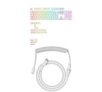 Glorious Aura V3 Keycaps White - French - Retail • Glorious Coiled Cable - Ghost White