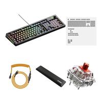 GLORIOUS Bundle Custom ISO-DE: Tastiera GMMK 3 100% Barebones (Nera), Tasti Polychroma RGB Tedeschi, 110 Switch Lineari Fox, Poggiapolsi Full-Size e Cavo a Spirale Premium Oro.