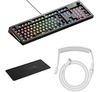 GLORIOUS Bundle GMMK 3 100% Barebones Wired Black - ISO + Keyboard Mat 75% - Stitched - Black + Coiled Cable - Ghost White