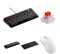 GLORIOUS Bundle GMMK 3 HE 75% Prebuilt Wired Black + Fox HE Switches - Standard + Model O 2 PRO Wireless - 4K/8K Polling - White + Keyboard Mat 75% - Stitched - Black