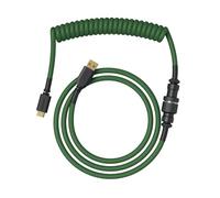 GLORIOUS Gaming Coiled Keyboard Cable - Guldpläterad USB-A till USB-C, trasselfri, dubbelflätat för hållbarhet, Aviator-kontakt - Forest Green
