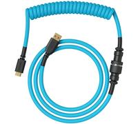 Glorious Gaming Coiled Keyboard Cable premium - Connessione USB-A (PC) e USB-C (tastiera) placc. in oro, anti-intreccio, rivest. intrecc. doppio, aviator Mid-Connection a 5 pin - Blu elettrico