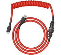 GLORIOUS Gaming Coiled Keyboard Cable premium - Connessione USB-A (PC) e USB-C (tastiera) placc. in oro, anti-intreccio, rivest. intrecc. doppio, aviator Mid-Connection a 5 pin - Rosso cremisi