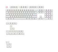 Glorious Gaming - GPBT Backlit-tangenter (vita), genomskinliga symboler för ljusgenomsläpp, passar mekaniska tangentbord i 100%,75%,65% och 60% storlek - Amerikansk QWERTY-layout